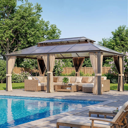Stylish 10' x 12' Dark Gray Aluminum Outdoor Gazebo – Perfect for Any Patio or Garden