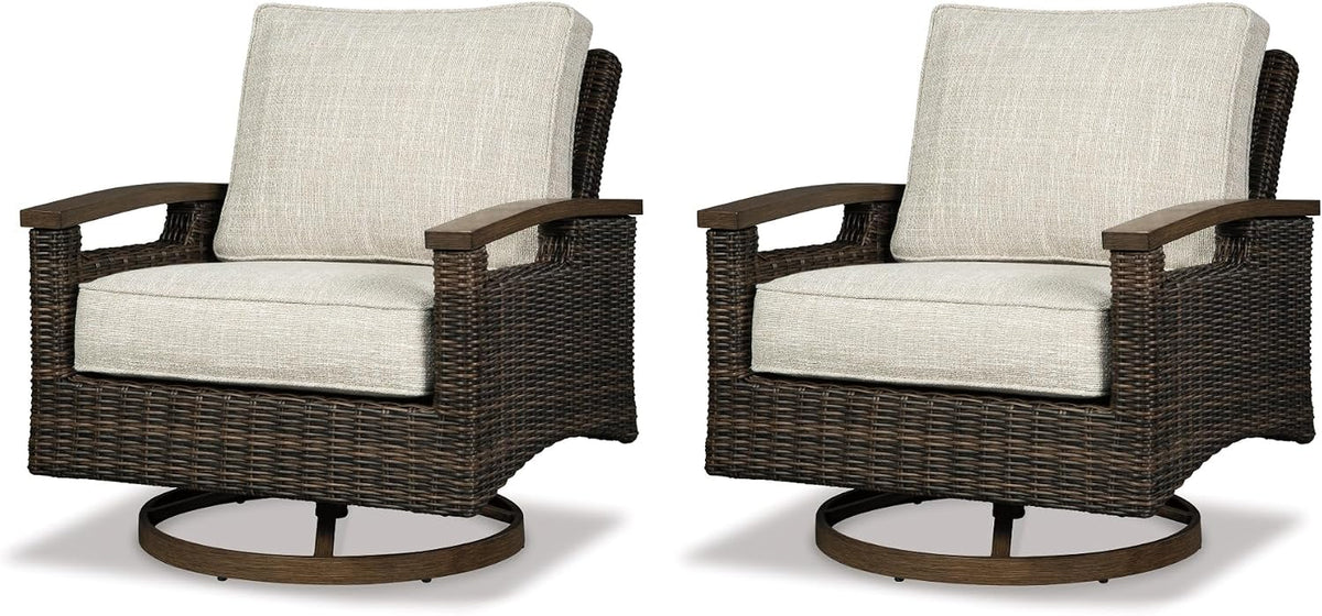 Upgrade Your Outdoor Space with the Signature Design by Ashley Brown Paradise Trail Round Wicker Fire Pit Table