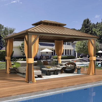 Experience the Ultimate Outdoor Retreat with Our 12' x 20' Hardtop Gazebo – Sturdy Aluminum Frame, Galvanized Steel Double Roof, and Cozy Netting for Your Patio, Lawn, or Deck!