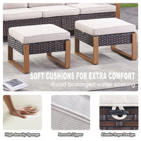 Wicker Patio Furniture Sets,5 Pieces Outdoor Conversation Sets with Swivel Rocker Chairs Sofa and Ottomans for Deck Porch Poolside