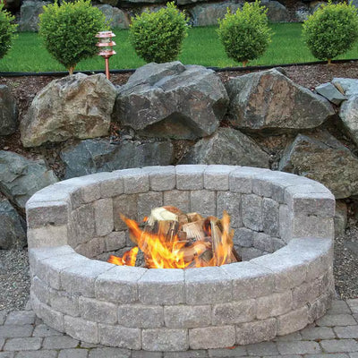 58-Inch x 20-Inch Cascade Blend Concrete Stackstone High-Back Fire Pit Kit