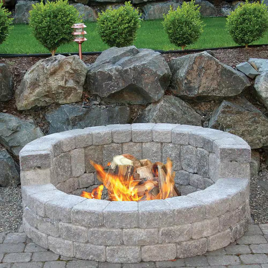 58-Inch x 20-Inch Cascade Blend Concrete Stackstone High-Back Fire Pit Kit