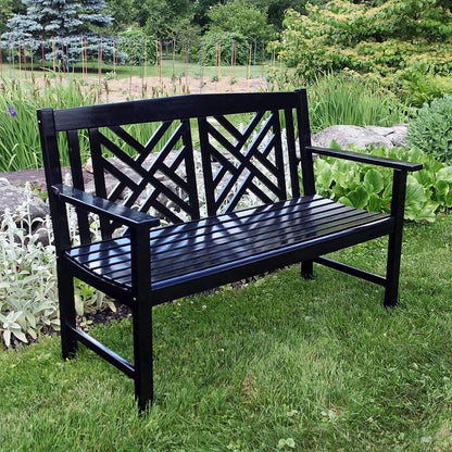 4-Foot Black Fretwork Garden Bench