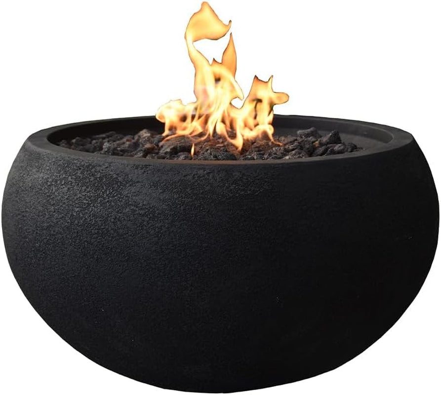 Nantucket 26" Modern Concrete Fire Pit with Lava Rocks - Perfect for Patios, Gardens, and Indoor Heating