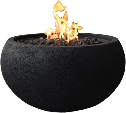 Nantucket 26" Modern Concrete Fire Pit with Lava Rocks - Perfect for Patios, Gardens, and Indoor Heating