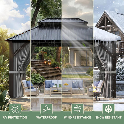 Stylish 10' x 12' Dark Gray Aluminum Outdoor Gazebo – Perfect for Any Patio or Garden