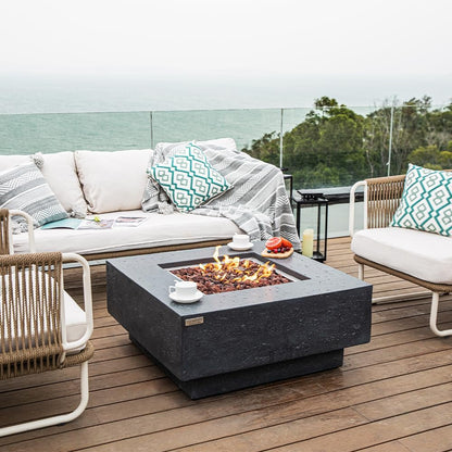 Stylish 36" x 36" Manhattan Propane Fire Pit Table in Durable Cast Concrete