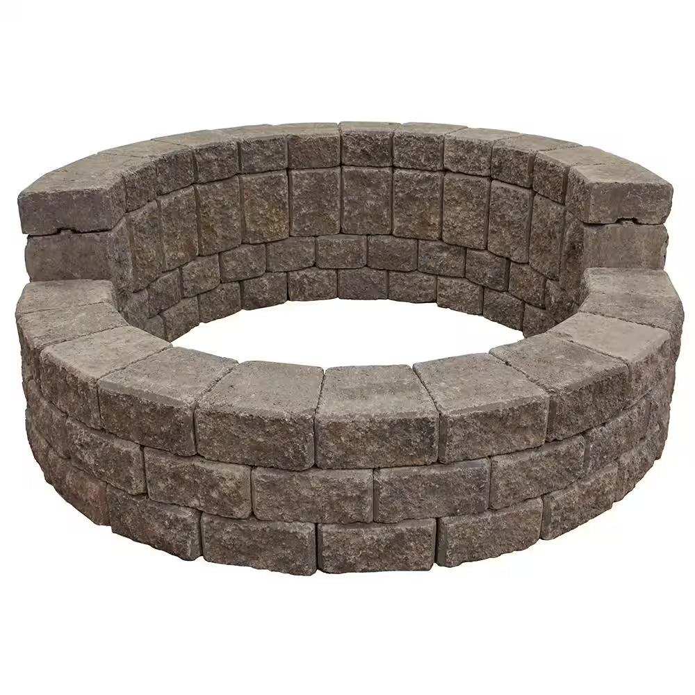 58-Inch x 20-Inch Cascade Blend Concrete Stackstone High-Back Fire Pit Kit