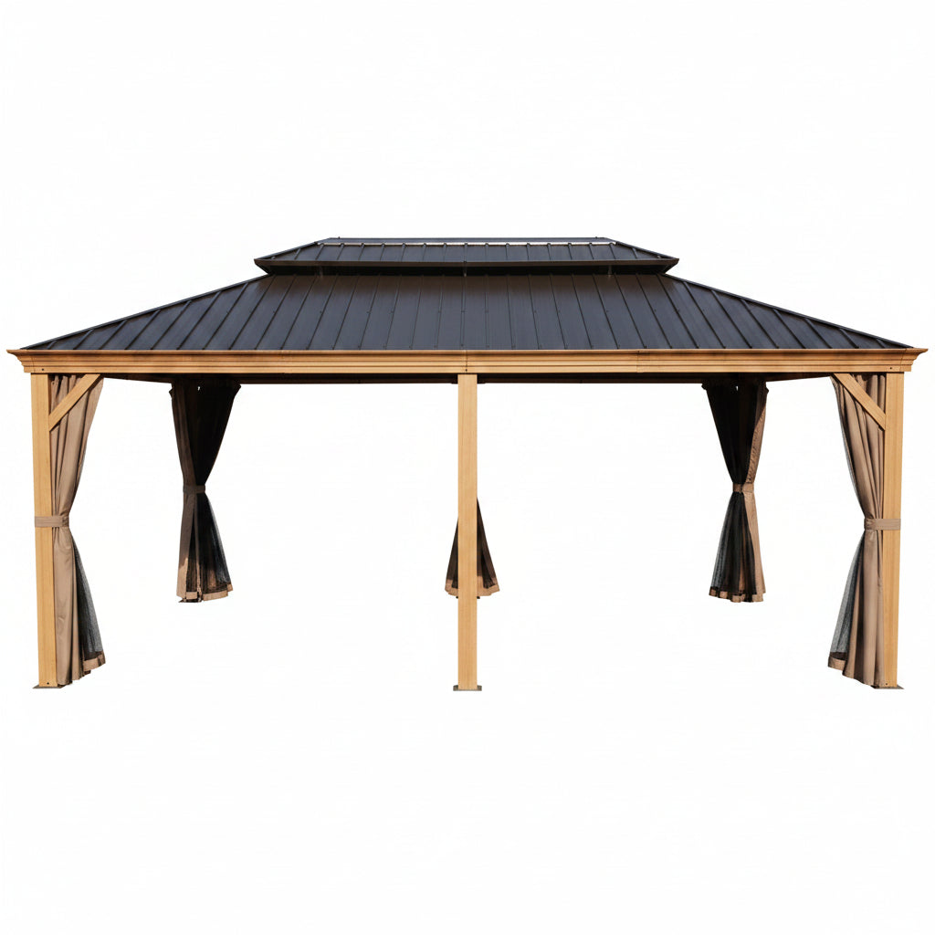 12-Ft X 20-Ft Hardtop Roof Aluminum Gazebo (Screen Included)