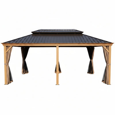 12-Ft X 20-Ft Hardtop Roof Aluminum Gazebo (Screen Included)