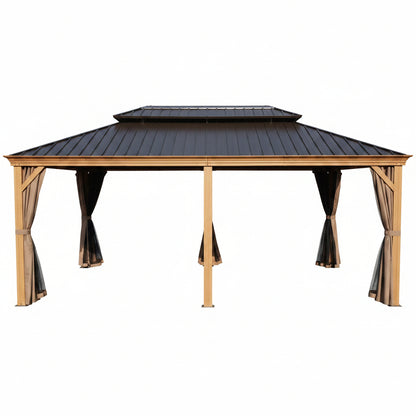 12-Ft X 20-Ft Hardtop Roof Aluminum Gazebo (Screen Included)