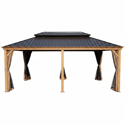 12-Ft X 20-Ft Hardtop Roof Aluminum Gazebo (Screen Included)