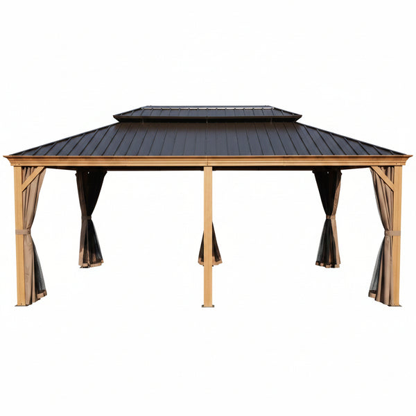 12-Ft X 20-Ft Hardtop Roof Aluminum Gazebo (Screen Included)