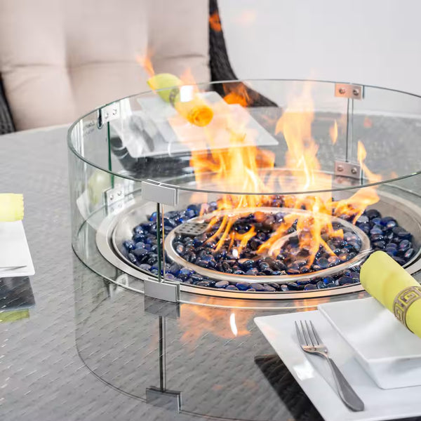 Luxurious 5-Piece Outdoor Patio Fire Pit Conversation Set with Cushioned Armchairs and Stylish Fire Pit Table