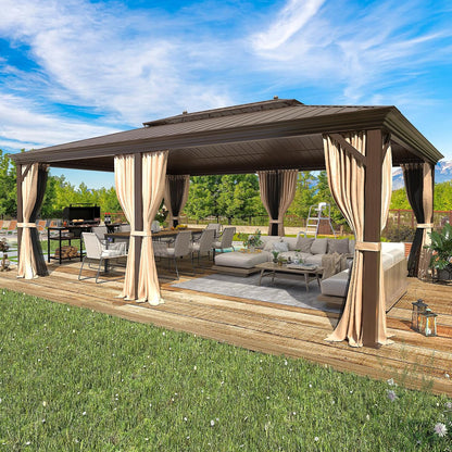 Experience the Ultimate Outdoor Retreat with Our 12' x 20' Hardtop Gazebo – Sturdy Aluminum Frame, Galvanized Steel Double Roof, and Cozy Netting for Your Patio, Lawn, or Deck!