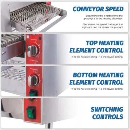 14-Inch Commercial Conveyor Pizza Oven, 3500W 208V Countertop Electric Oven with 14-Inch Belt and 6-20P Plug for Efficient Baking (60Hz)