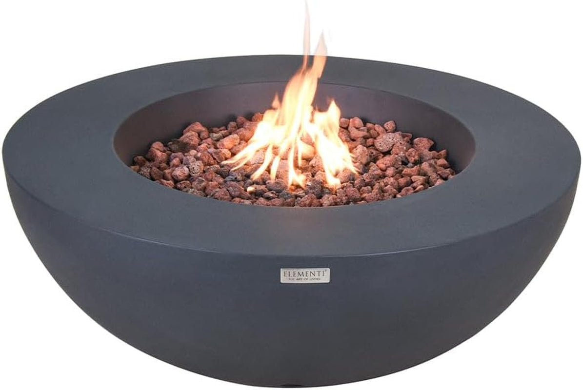 Nantucket 26" Modern Concrete Fire Pit with Lava Rocks - Perfect for Patios, Gardens, and Indoor Heating