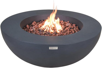 Nantucket 26" Modern Concrete Fire Pit with Lava Rocks - Perfect for Patios, Gardens, and Indoor Heating