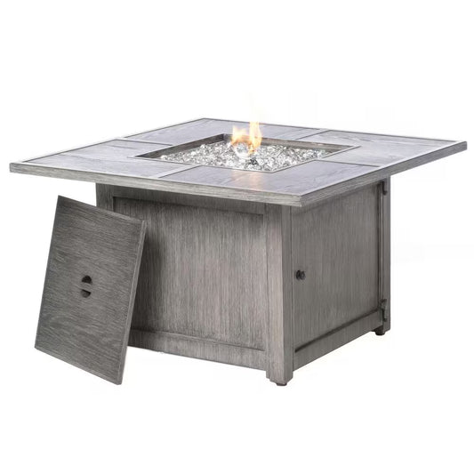 Cheyenne 40" x 25" Square Aluminum Propane Fire Pit Table with Stunning Glacier Ice Firebeads