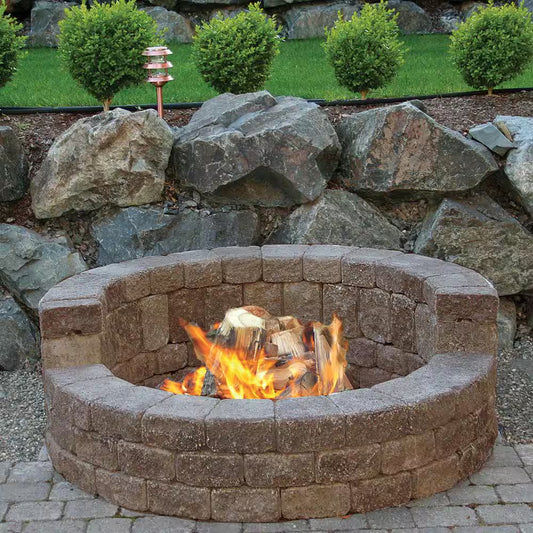 Northwest Blend 58-Inch x 20-Inch High Back Concrete Stackstone Fire Pit Kit - Perfect for Outdoor Gatherings!