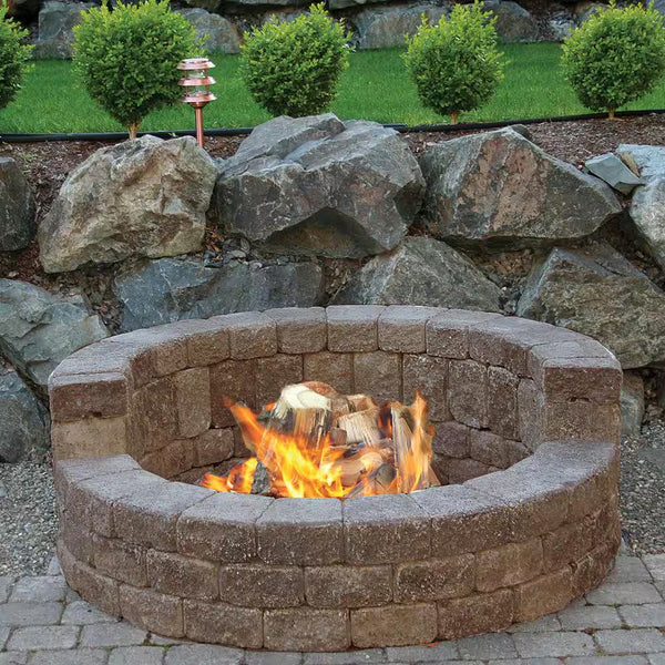 Northwest Blend 58-Inch x 20-Inch High Back Concrete Stackstone Fire Pit Kit - Perfect for Outdoor Gatherings!
