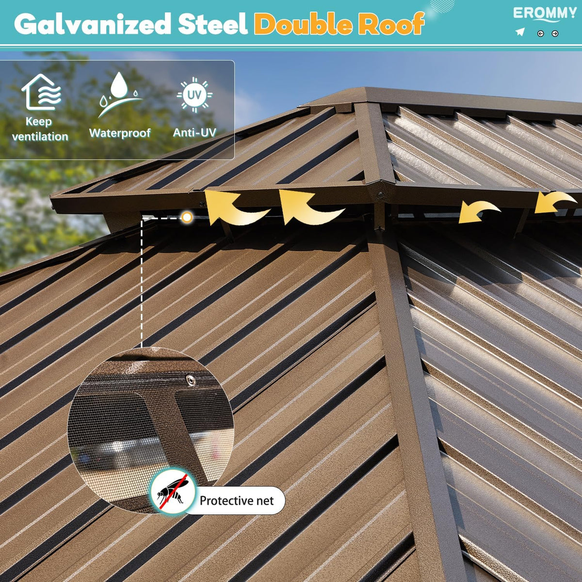 Experience the Ultimate Outdoor Retreat with Our 12' x 20' Hardtop Gazebo – Sturdy Aluminum Frame, Galvanized Steel Double Roof, and Cozy Netting for Your Patio, Lawn, or Deck!