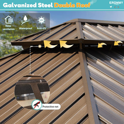 Experience the Ultimate Outdoor Retreat with Our 12' x 20' Hardtop Gazebo – Sturdy Aluminum Frame, Galvanized Steel Double Roof, and Cozy Netting for Your Patio, Lawn, or Deck!