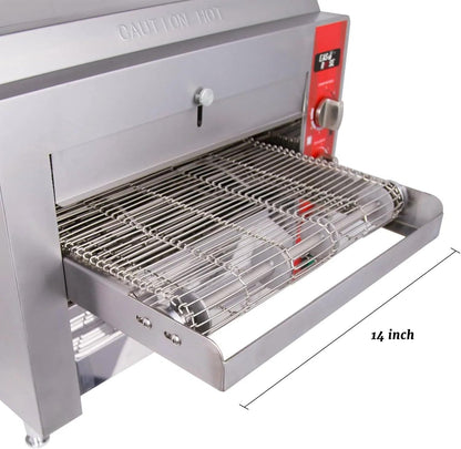 14-Inch Commercial Conveyor Pizza Oven, 3500W 208V Countertop Electric Oven with 14-Inch Belt and 6-20P Plug for Efficient Baking (60Hz)