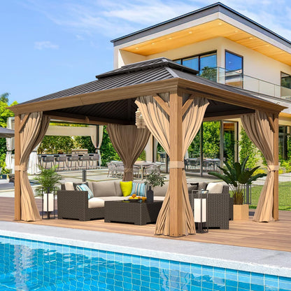 Experience the Ultimate Outdoor Retreat with Our 12' x 20' Hardtop Gazebo – Sturdy Aluminum Frame, Galvanized Steel Double Roof, and Cozy Netting for Your Patio, Lawn, or Deck!