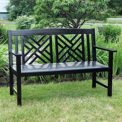 4-Foot Black Fretwork Garden Bench