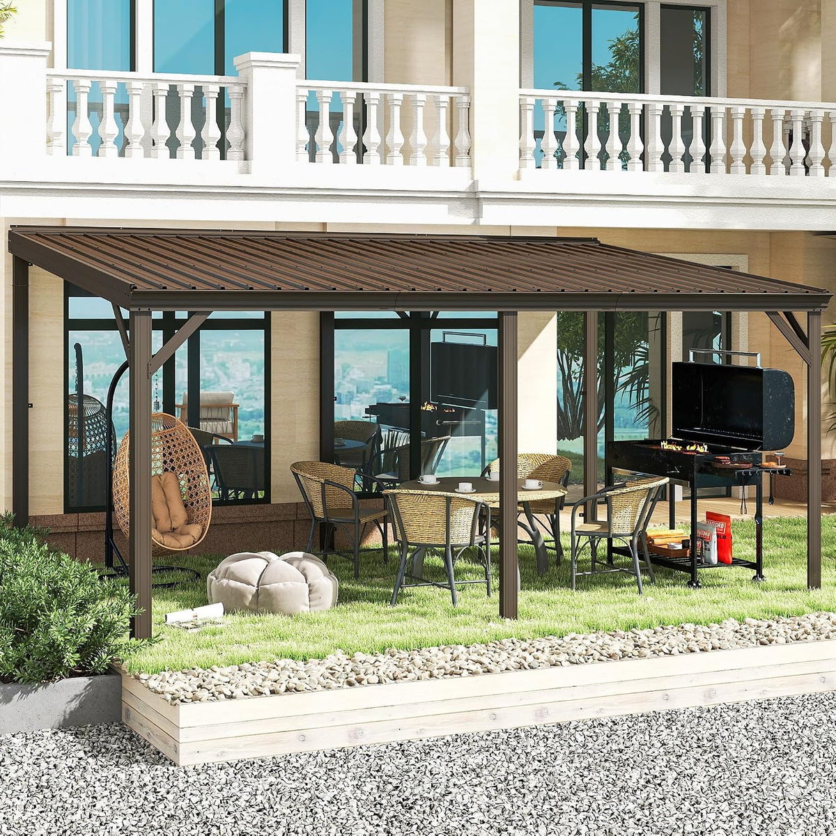 Transform Your Outdoor Space with the Stylish Domi 12' x 20' Lean-To Gazebo – Perfect for Patios and Decks!