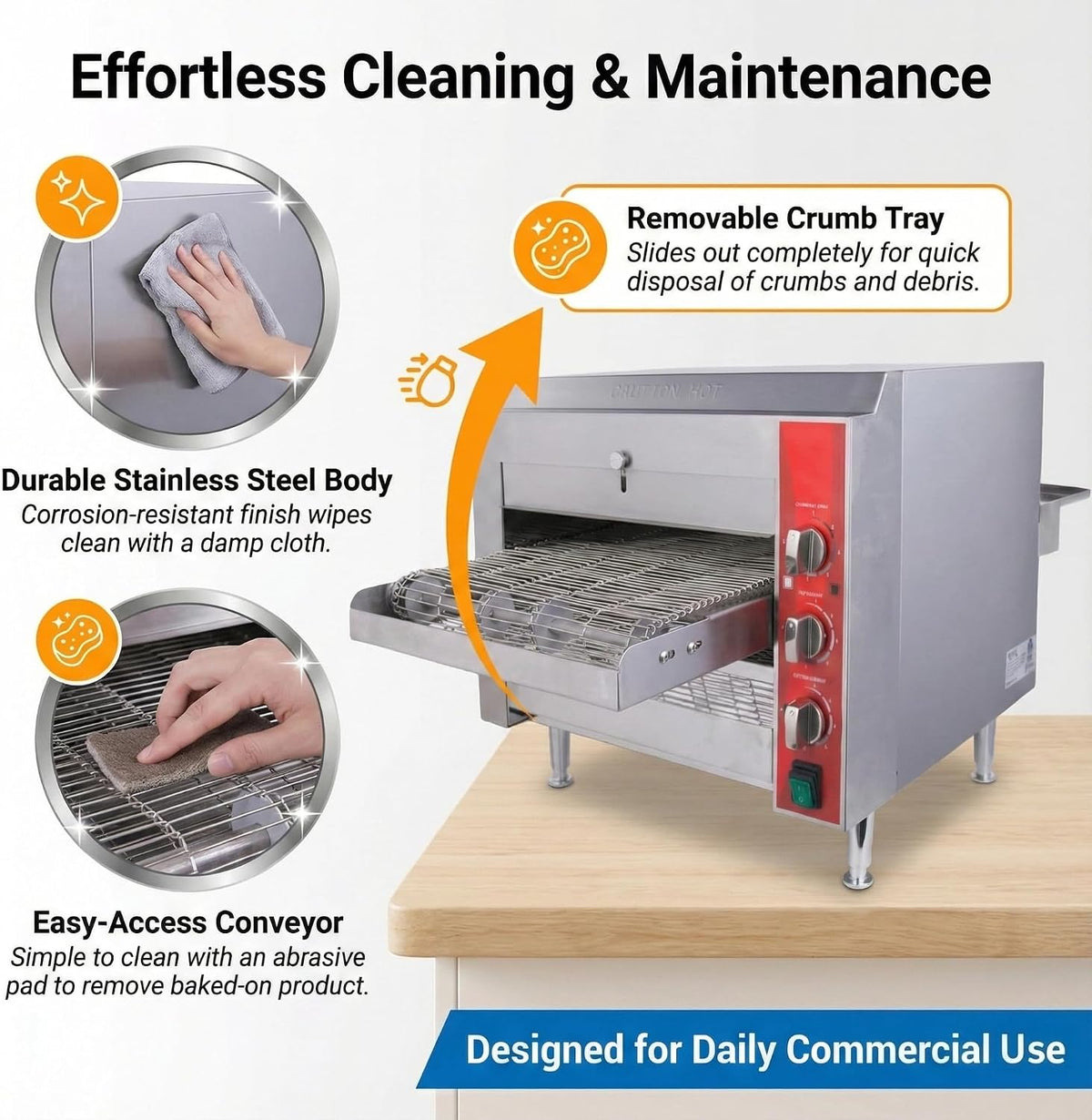 14-Inch Commercial Conveyor Pizza Oven, 3500W 208V Countertop Electric Oven with 14-Inch Belt and 6-20P Plug for Efficient Baking (60Hz)