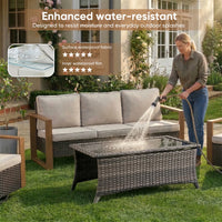 Wicker Patio Furniture Sets,5 Pieces Outdoor Conversation Sets with Swivel Rocker Chairs Sofa and Ottomans for Deck Porch Poolside
