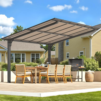 Stylish 10' x 10' Lean-To Gazebo & Pergola - Durable Hard Top Carport for Patios & Decks