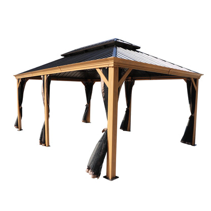 12-Ft X 20-Ft Hardtop Roof Aluminum Gazebo (Screen Included)