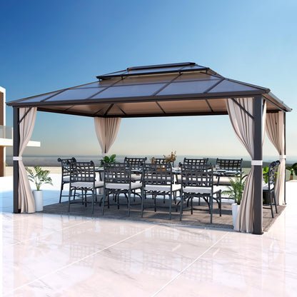 Experience the Ultimate Outdoor Retreat with Our 12' x 20' Hardtop Gazebo – Sturdy Aluminum Frame, Galvanized Steel Double Roof, and Cozy Netting for Your Patio, Lawn, or Deck!