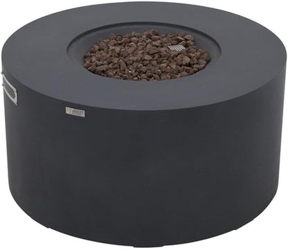 Nantucket 26" Modern Concrete Fire Pit with Lava Rocks - Perfect for Patios, Gardens, and Indoor Heating