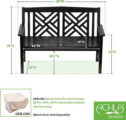 4-Foot Black Fretwork Garden Bench