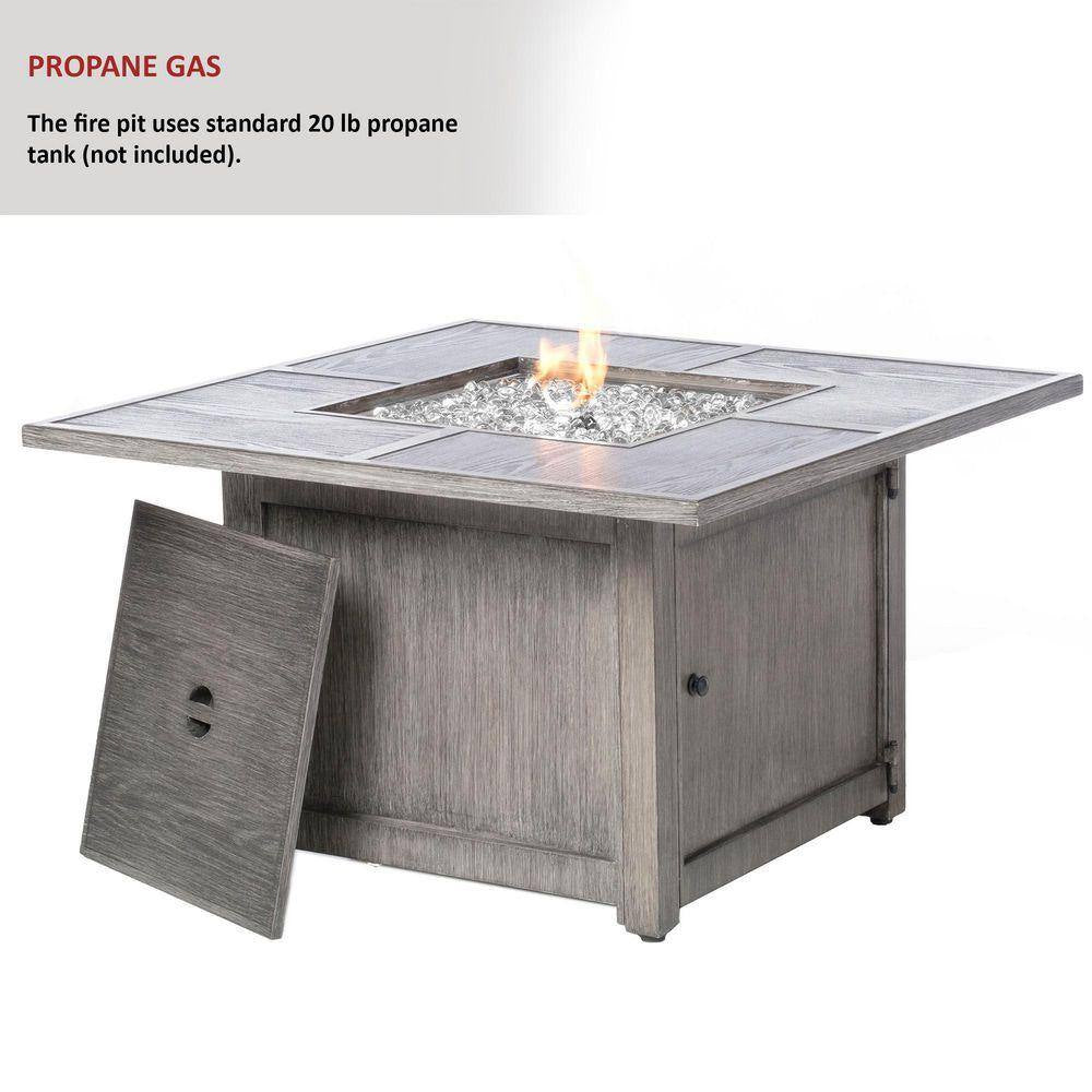 Cheyenne 40" x 25" Square Aluminum Propane Fire Pit Table with Stunning Glacier Ice Firebeads