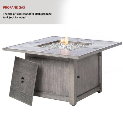 Cheyenne 40" x 25" Square Aluminum Propane Fire Pit Table with Stunning Glacier Ice Firebeads