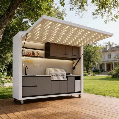 Outdoor Stainless Steel BBQ Kitchen Cabinet with Remote Control - Weatherproof Outdoor Kitchen for Patio and Backyard Grilling
