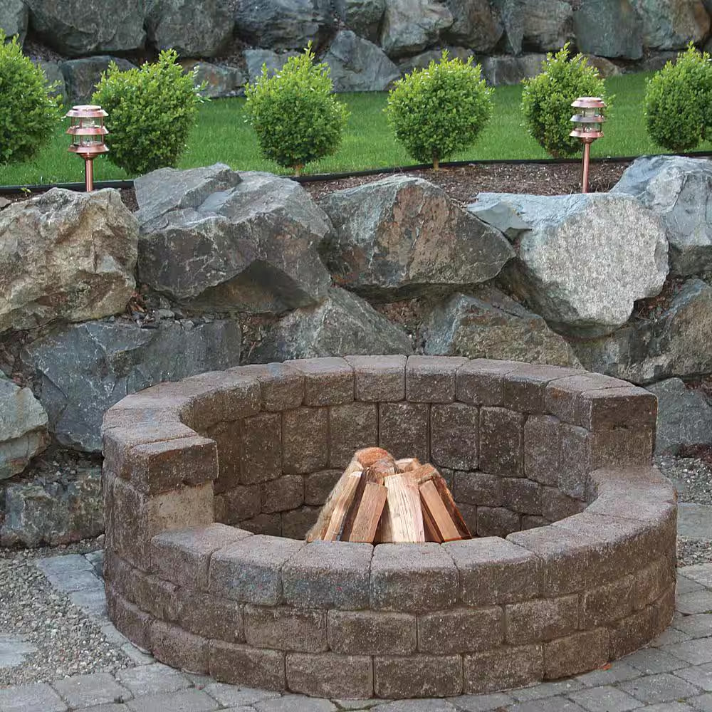 Northwest Blend 58-Inch x 20-Inch High Back Concrete Stackstone Fire Pit Kit - Perfect for Outdoor Gatherings!