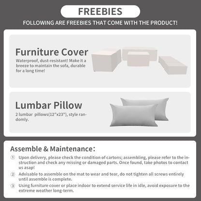 Luxurious 7-Piece Outdoor Patio Furniture Set with 45-Inch Propane Fire Pit Table - 60000 BTU, Light Grey Sofa & Chairs, Anti-Slip Cushions, Waterproof Covers