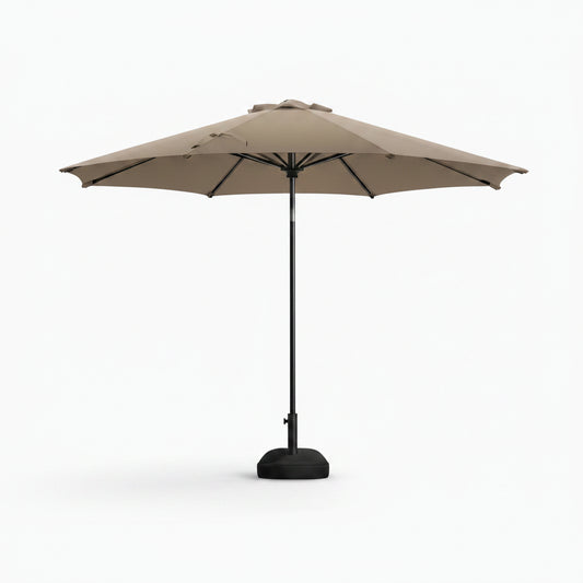 Patio Umbrella Built to Provide Flexible Shade, 9 Ft Wind-Vented Canopy, Push Button Tilt, Crank Lift