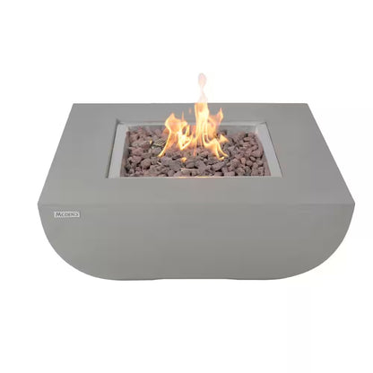 Westport 34" Grey Round Concrete Propane Fire Pit Table with Electronic Ignition, Cover & Lava Rock - Perfect for Cozy Evenings Outdoors!