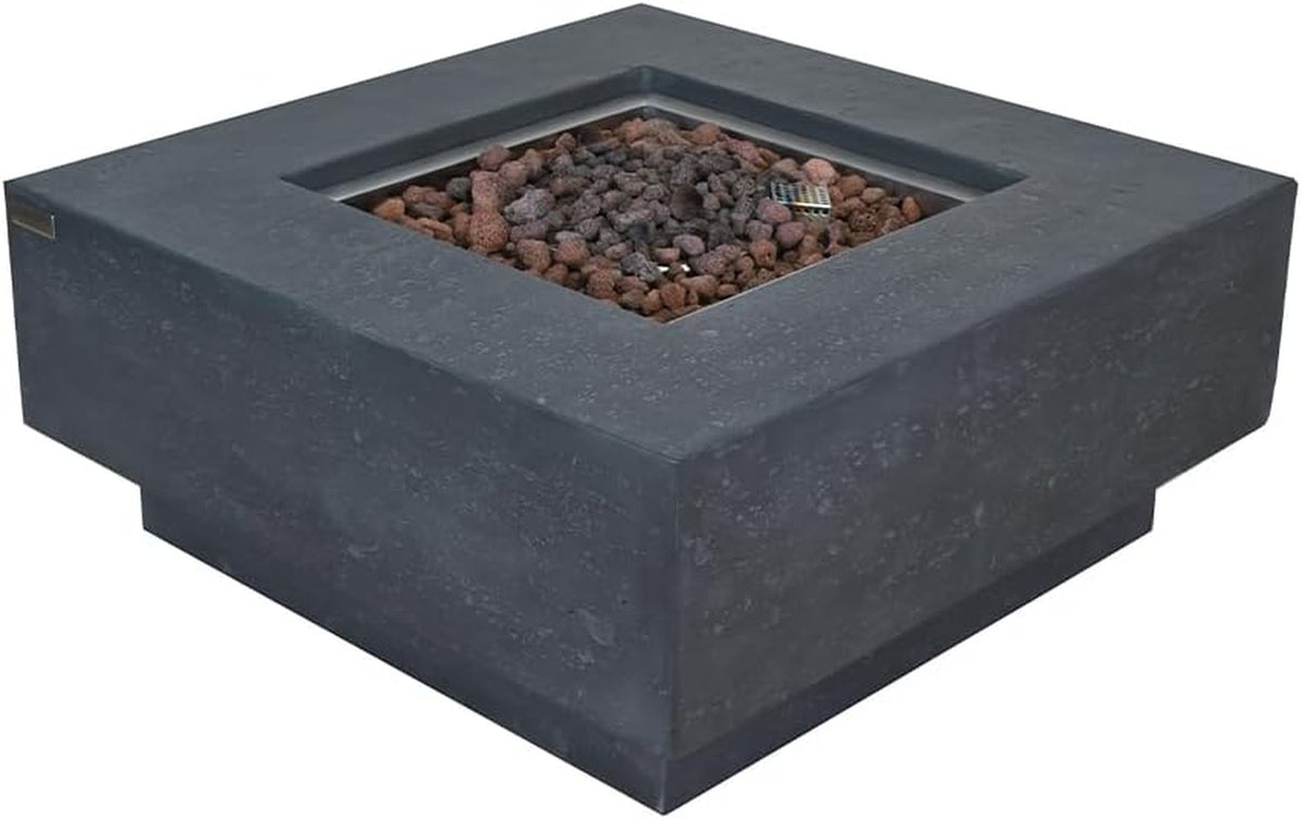 Stylish 36" x 36" Manhattan Propane Fire Pit Table in Durable Cast Concrete