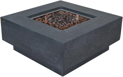 Stylish 36" x 36" Manhattan Propane Fire Pit Table in Durable Cast Concrete