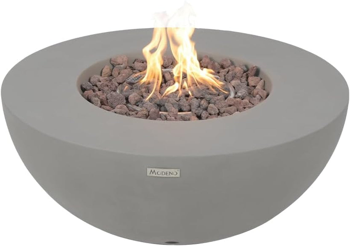 Nantucket 26" Modern Concrete Fire Pit with Lava Rocks - Perfect for Patios, Gardens, and Indoor Heating