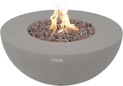 Nantucket 26" Modern Concrete Fire Pit with Lava Rocks - Perfect for Patios, Gardens, and Indoor Heating