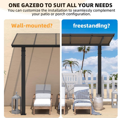 Stylish 10' x 10' Lean-To Gazebo & Pergola - Durable Hard Top Carport for Patios & Decks